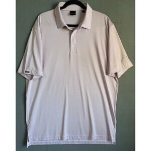 Dunning Golf Polo Shirt Men XL Pink Striped Performance Short Sleeve Lightweight